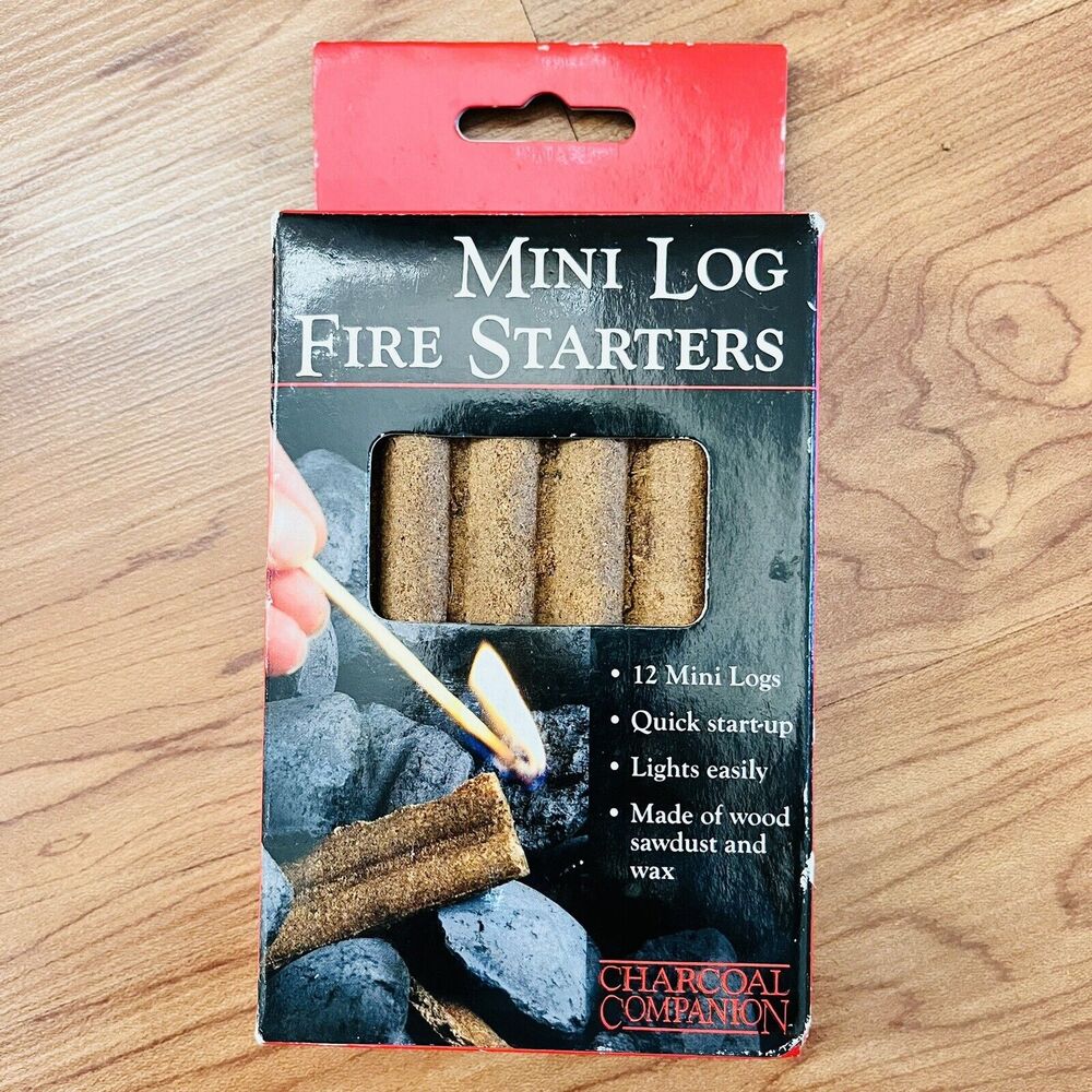 Charcoal Companion 12 Mini Logs Fire Starters Made of Wood Sawdust and Wax Quick